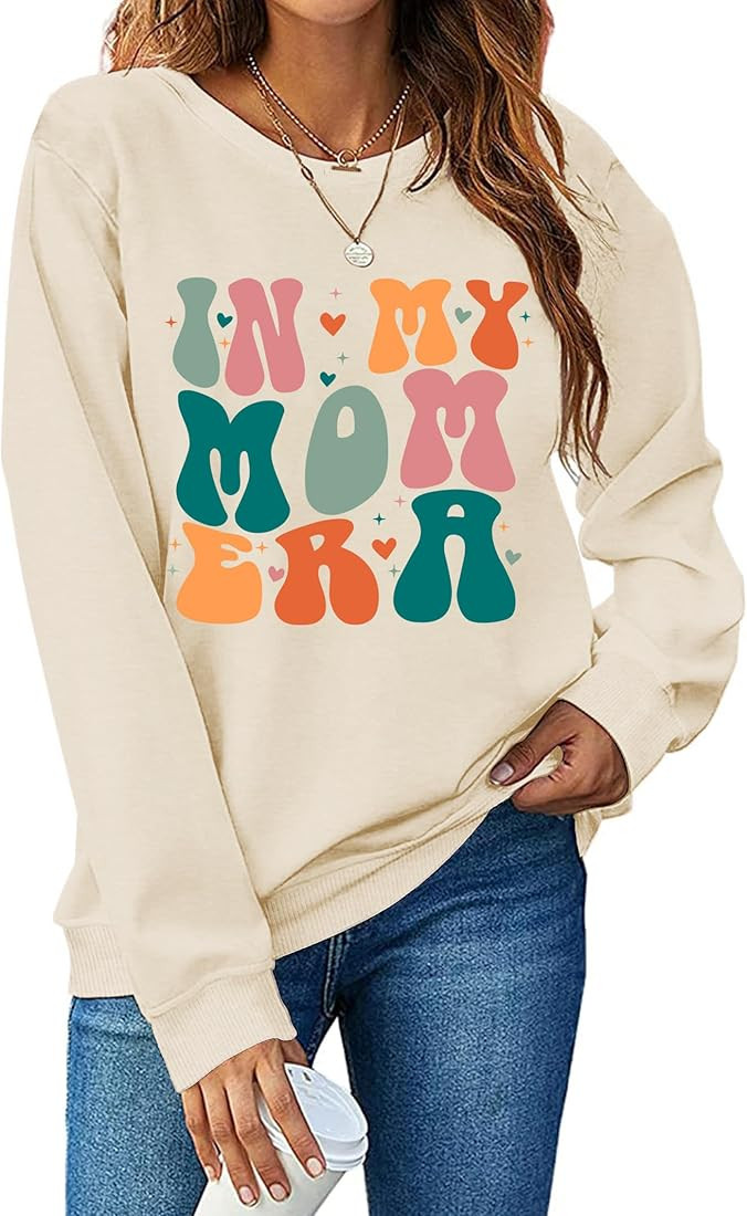 LHBNK In My Mom Era Sweatshirt Women Mama Sweatshirt Mom Life Pullover Tops Casual Long Sleeve Bl... | Amazon (US)