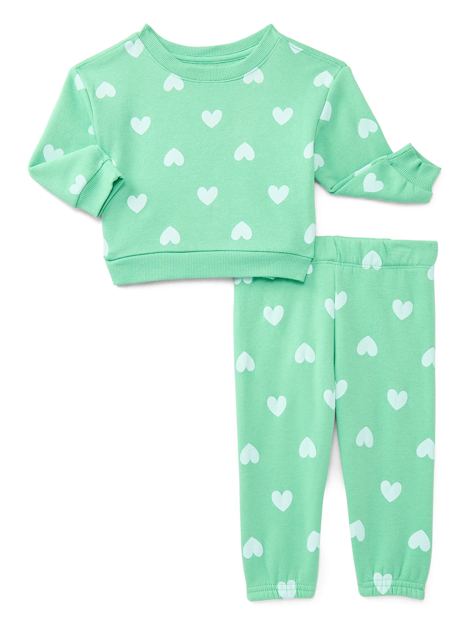 Wonder Nation Baby Girl Fleece Top & Pant, 2-piece Outfit Set, Sizes 6-24 Months | Walmart (US)