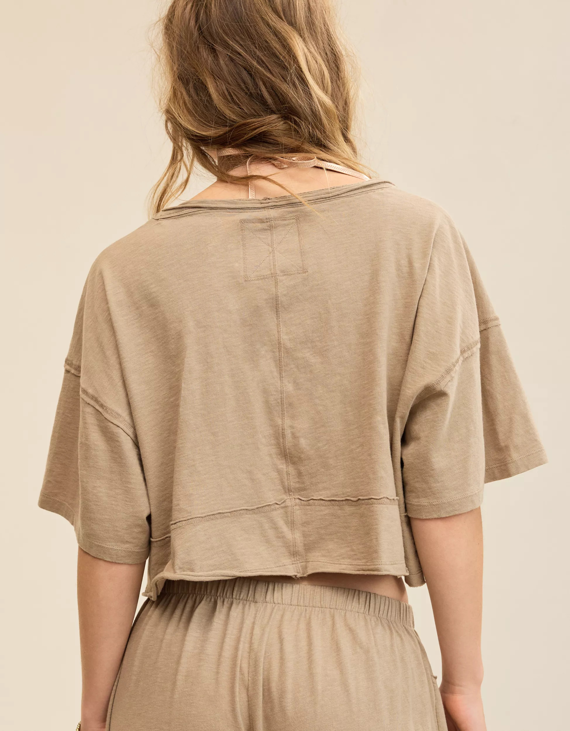 Aerie Happiest Cropped V Neck T-Shirt | Aerie