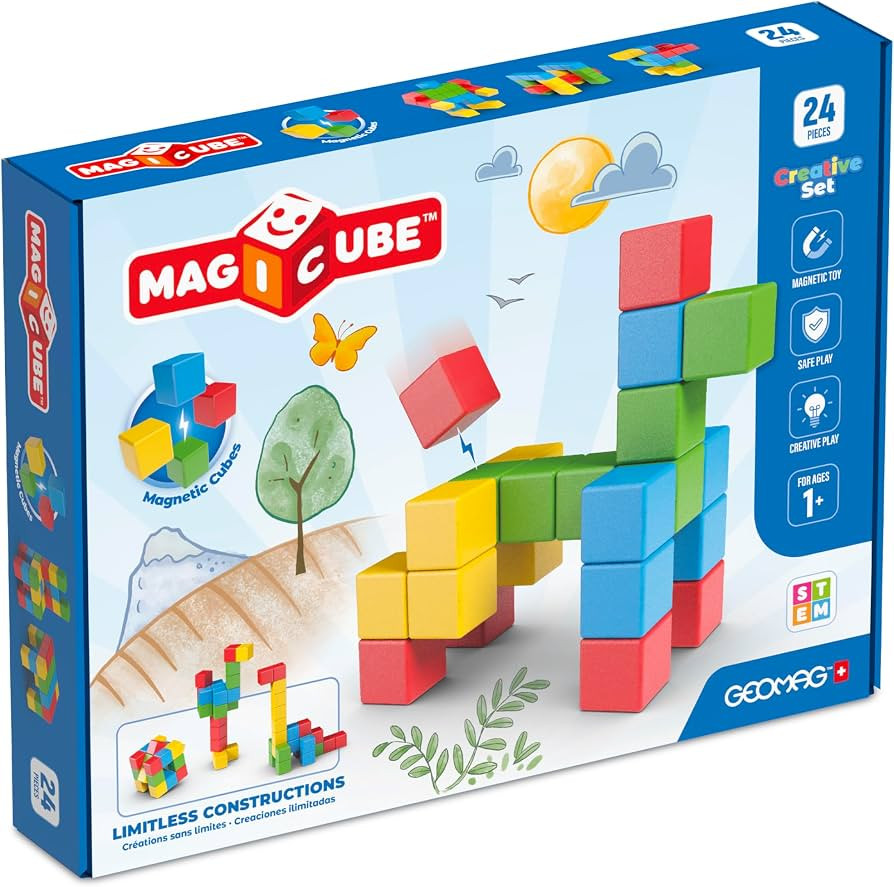 Geomag Magicube Magnetic Building Blocks for Toddlers Ages 1–5, Swiss-Made STEM Toy (24-Piece -... | Amazon (US)