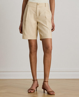 Women's High-Rise Pleated Bermuda Shorts | Macy's