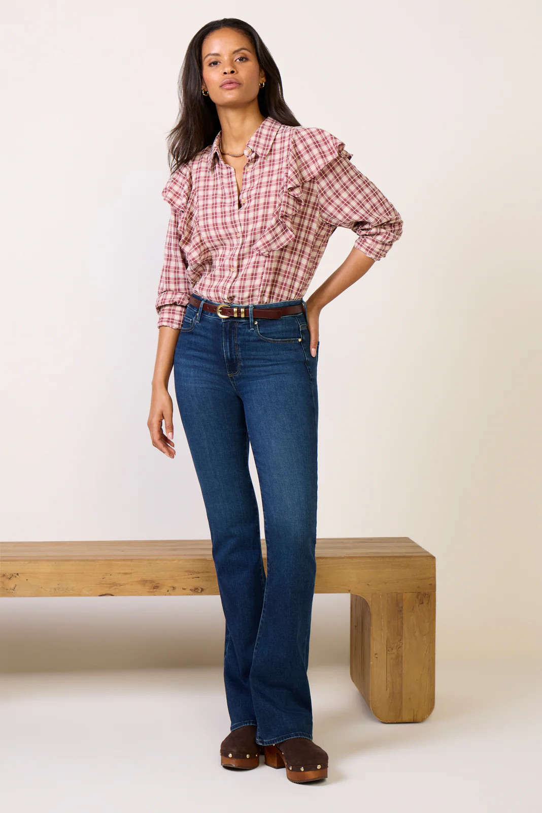 Dru Ruffle Front Shirt | Evereve