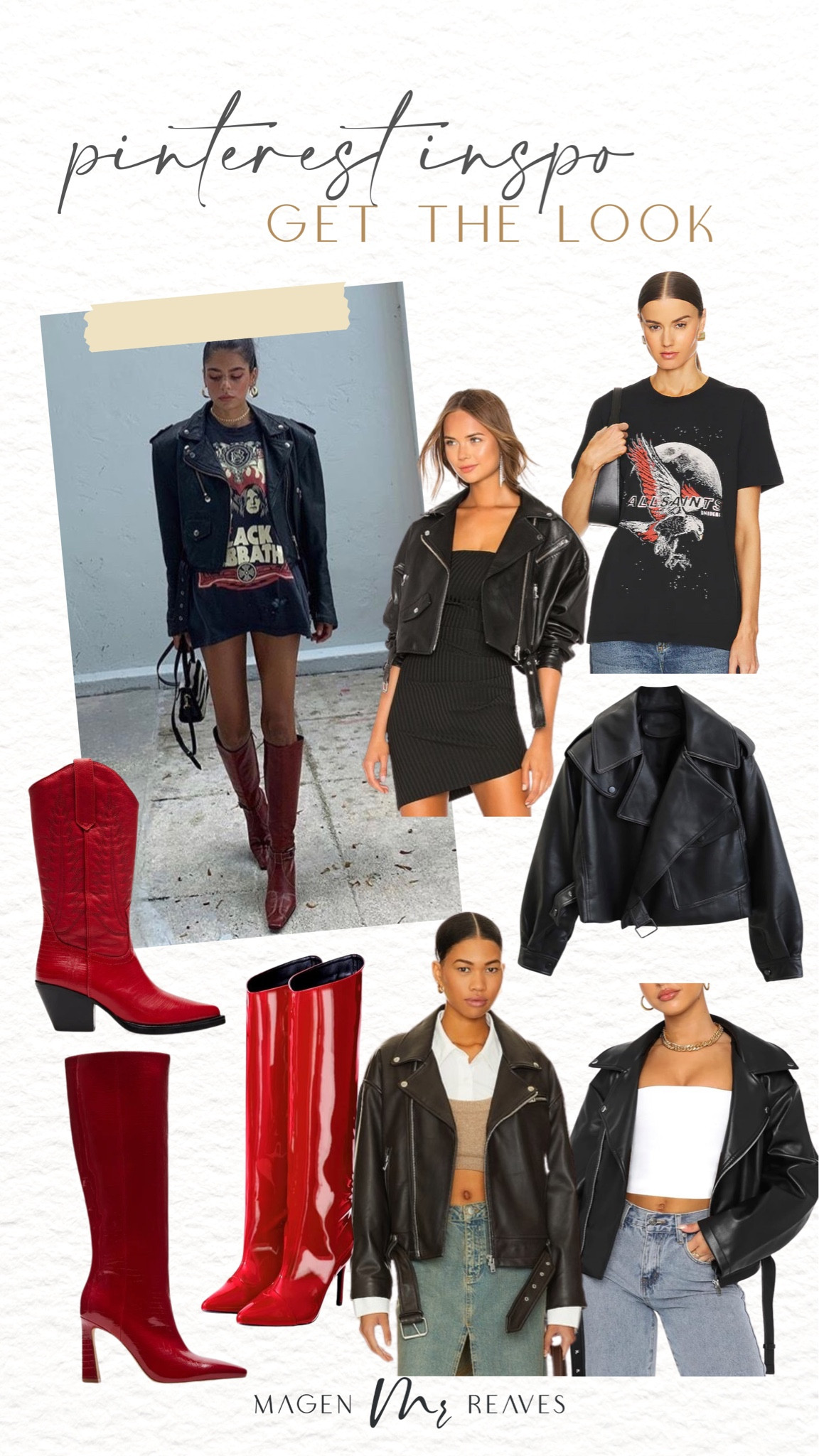 Pinterest outfit inspo! Graphic tees with leather jackets - red tall boots - red cowboy boots 

#LTKworkwear #LTKshoecrush #LTKstyletip