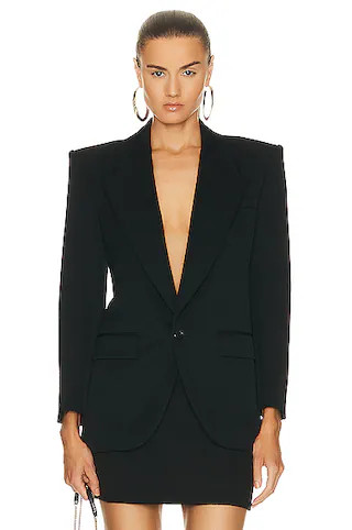 Saint Laurent Blazer Jacket in Noir | FWRD | FWRD 