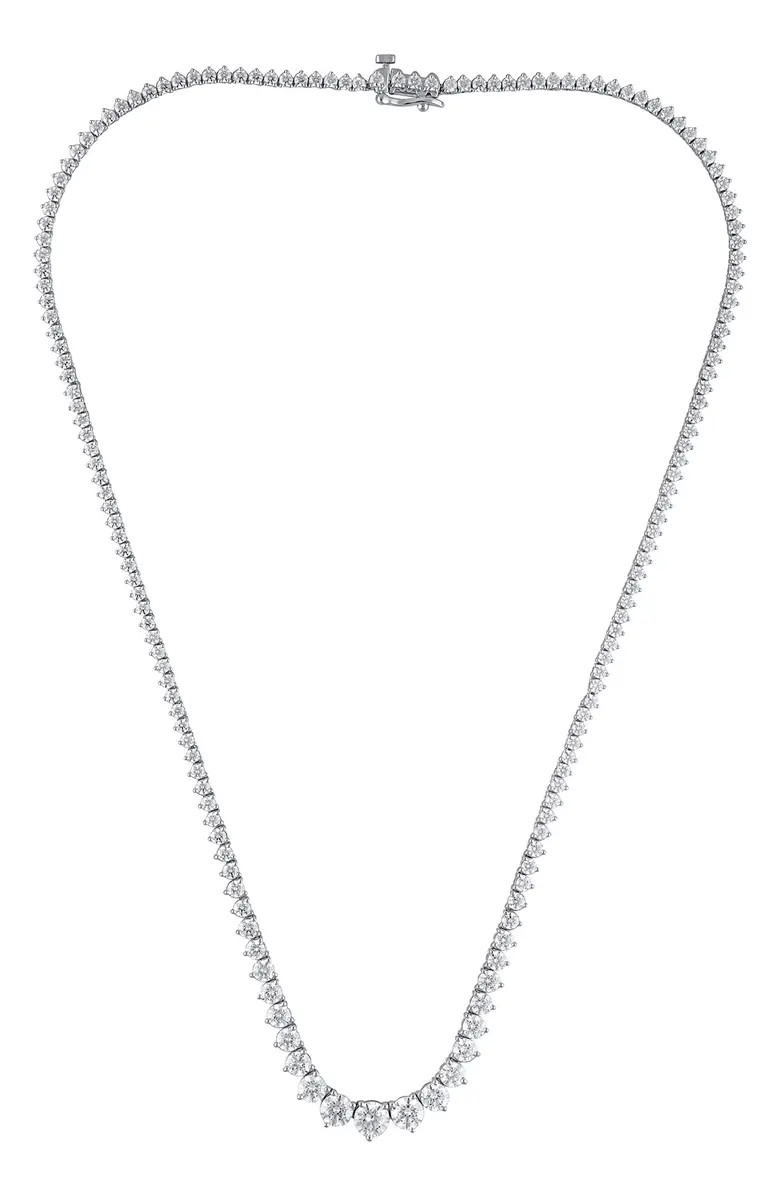BADGLEY MISCHKA 14K White Gold Lab Grown Diamond Graduated Necklace - 9.50 ctw | Nordstromrack | Nordstrom Rack