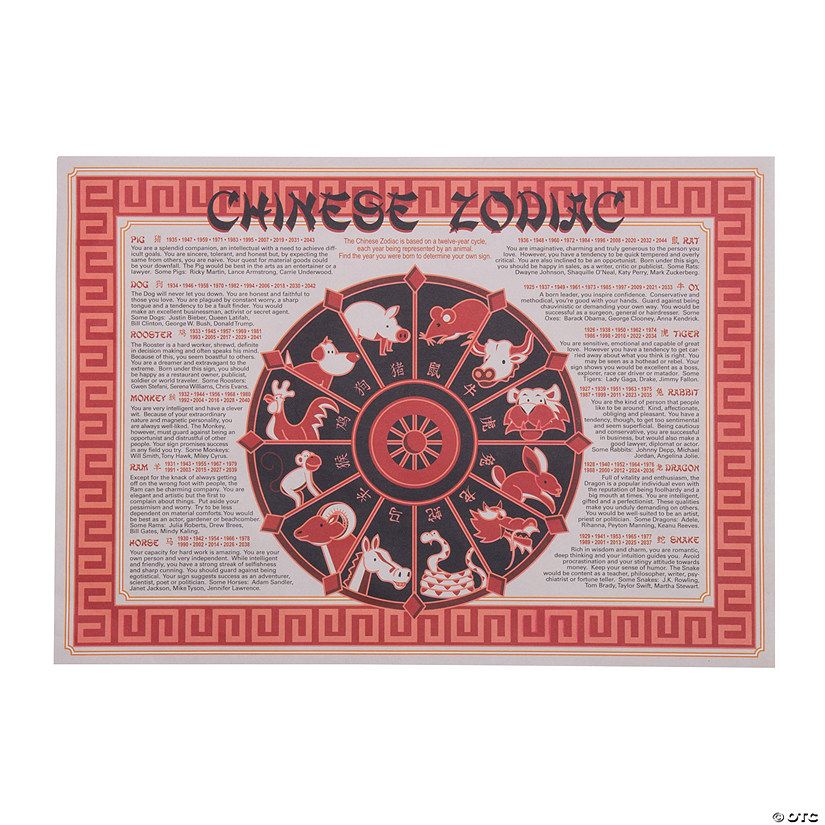 Chinese New Year Placemats - 12 Pc. | Oriental Trading Company