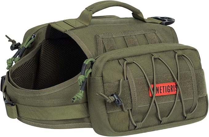 ONETIGRIS Dog Backpack for Hiking Nylon Dog Harness Backpack with Side Pockets for Large Dog with... | Amazon (US)