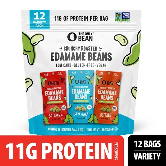 The Only Bean Crunchy Roasted Edamame - Healthy Snacks for Adults and Kids (Variety Pack), Low Ca... | Walmart (US)