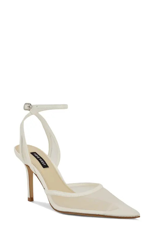 Nine West Gullia Ankle Strap Pump in White at Nordstrom, Size 7 | Nordstrom
