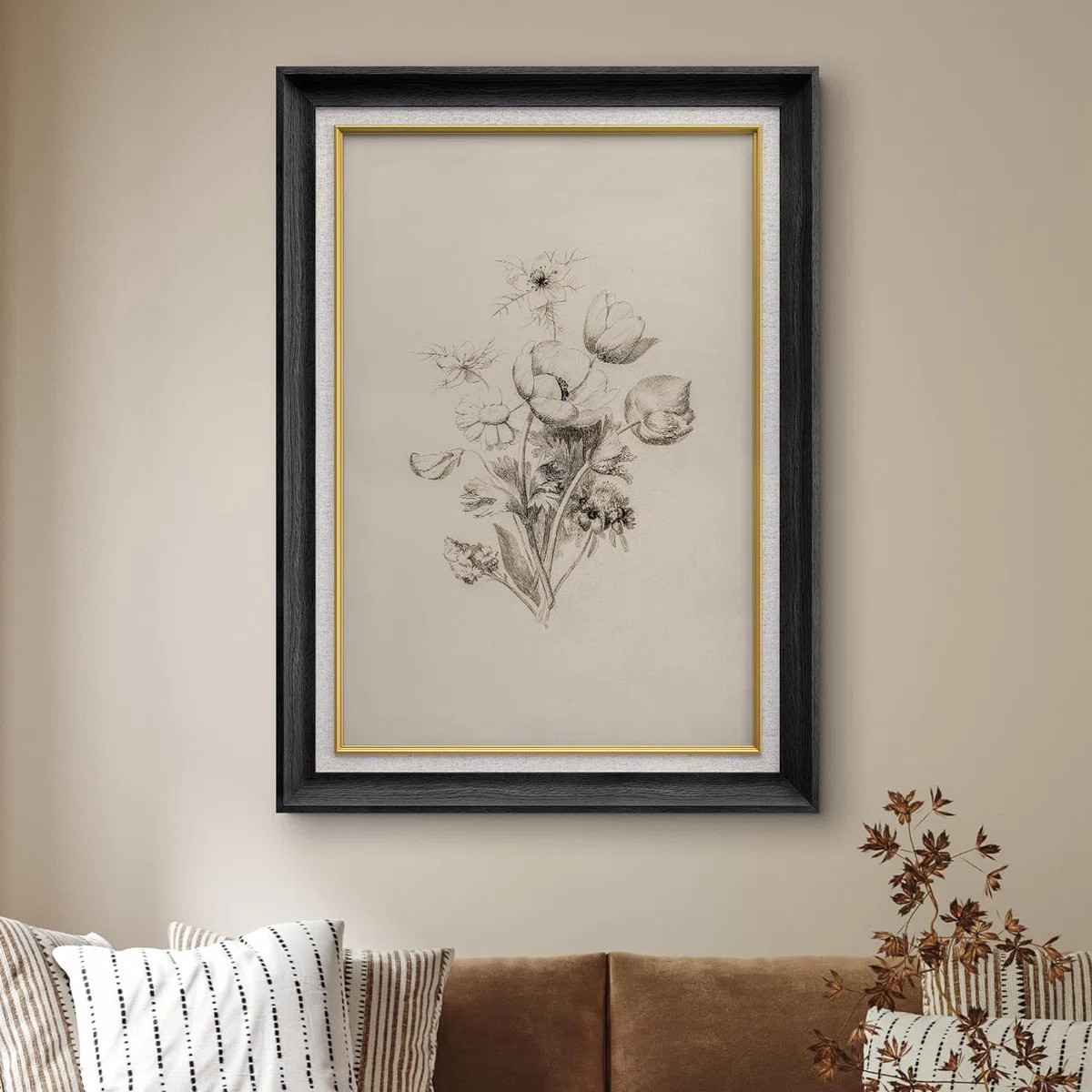 SIGNLEADER Neutral Floral Botanical Sketch Minimalist - Picture Frame Painting on Canvas | Wayfai... | Wayfair North America