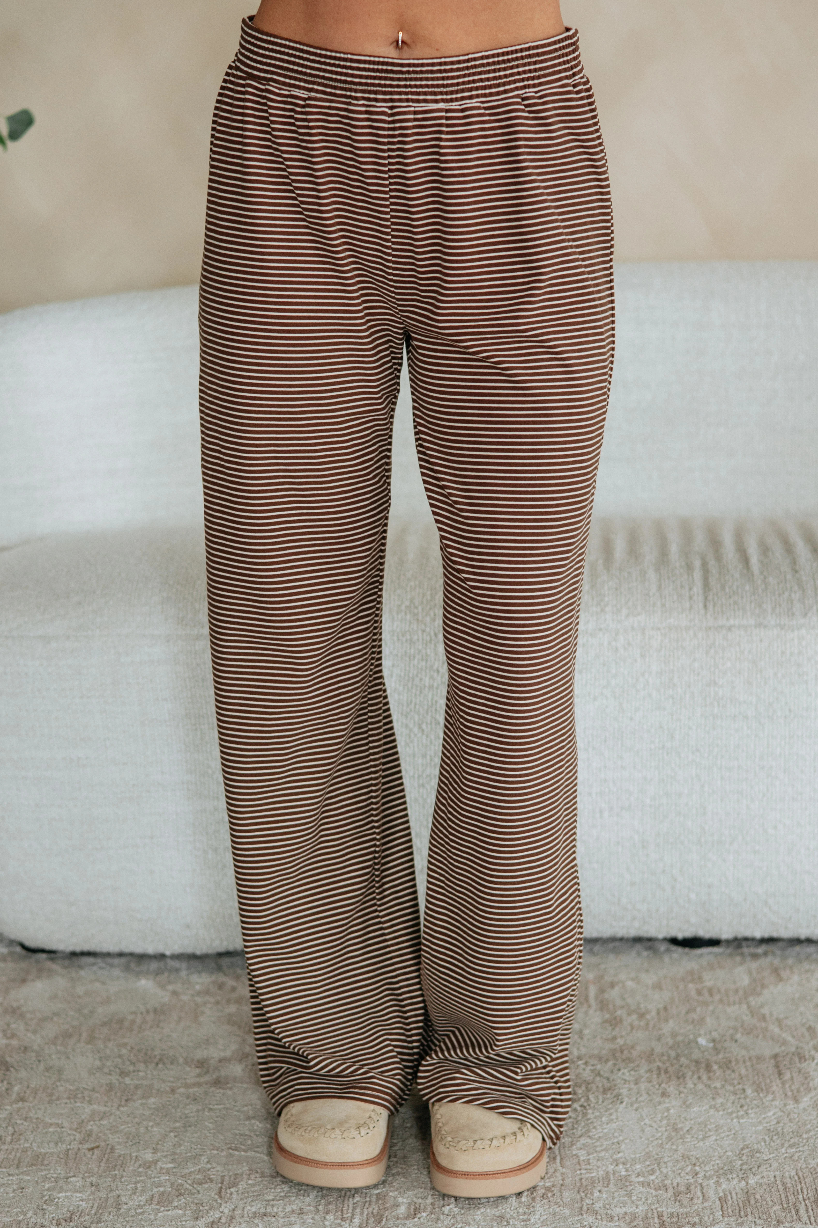 Cayla Striped Pants - Chocolate Mix | Wild Oak Boutique
