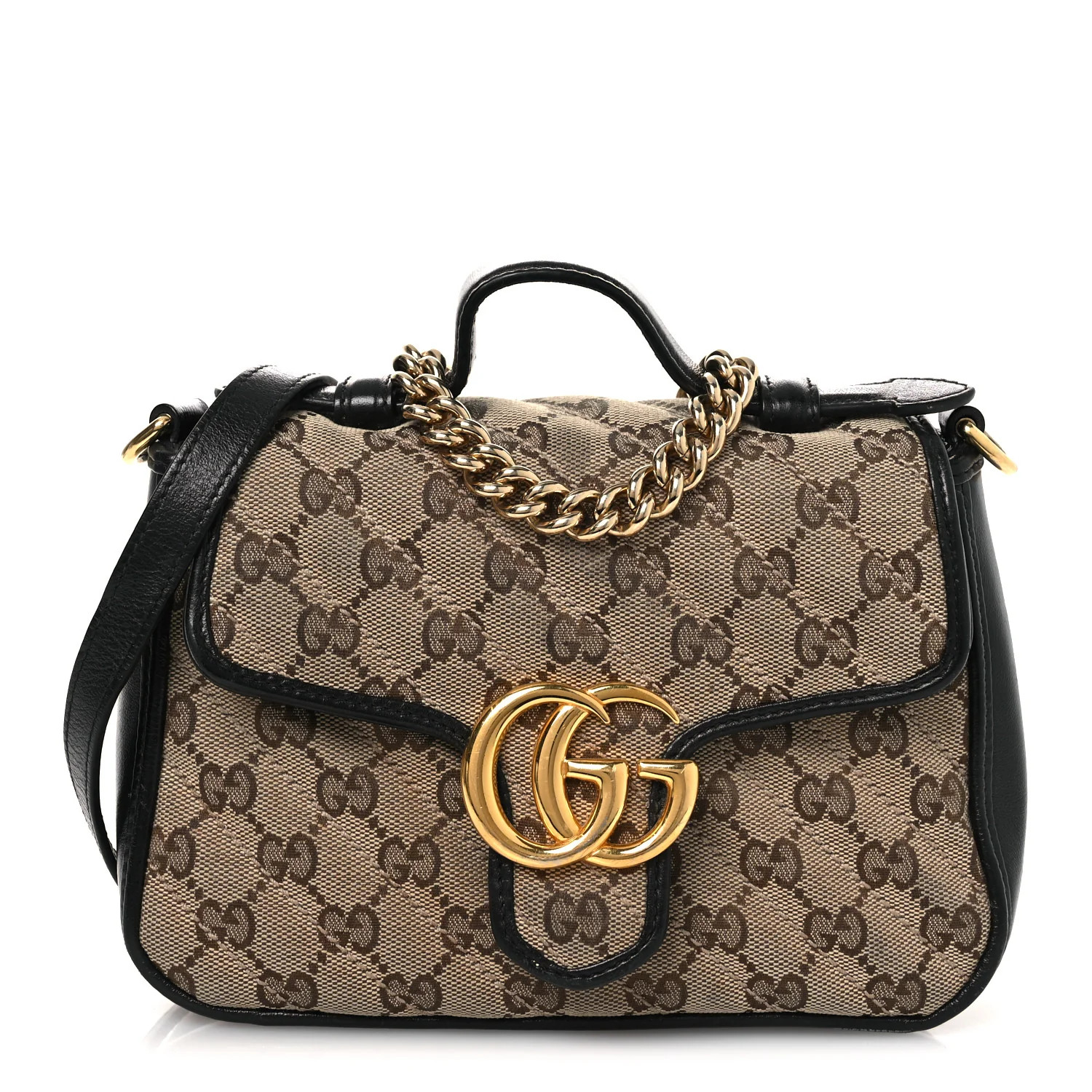 Monogram Azalea Calfskin Matelasse Diagonal Mini GG Marmont Top Handle Shoulder Bag Beige Ebony B... | FASHIONPHILE (US)