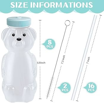 8 PCS Honey Bear Straw Cup, Baby Straw Cups with 16 Flexible Straws and 2 Straw Brushes, 8oz Spec... | Amazon (US)