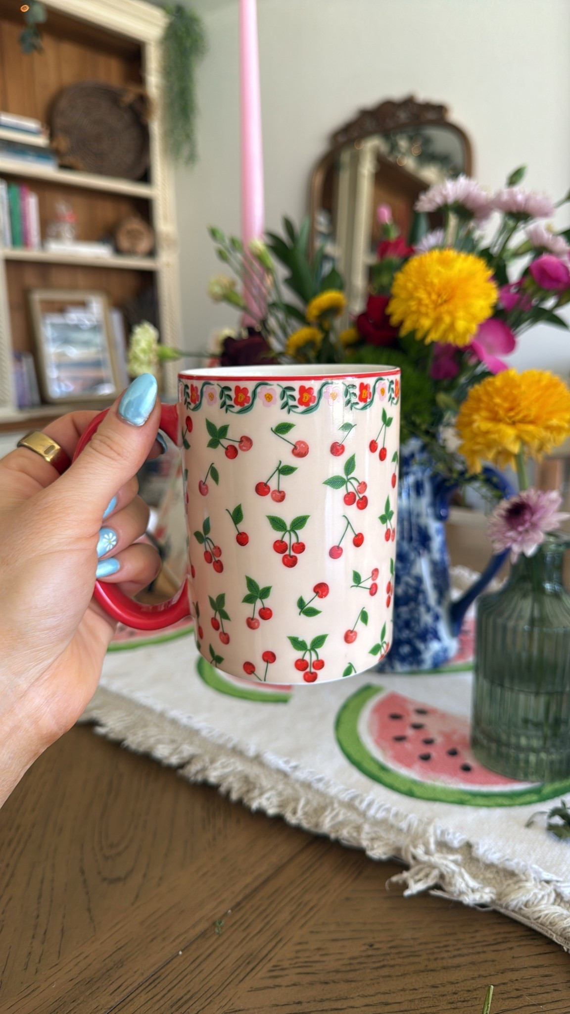 Me 🤝 fruit prints. The cutest cherries mug that’s perfect for the warmer months 🍒☀️ 

#LTKFindsUnder50 #LTKSeasonal #LTKHome