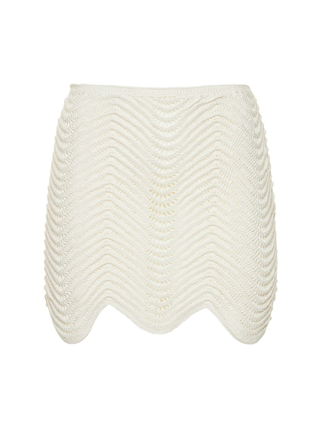 Wavy Crochet Knit Scallop Mini Skirt | Luisaviaroma