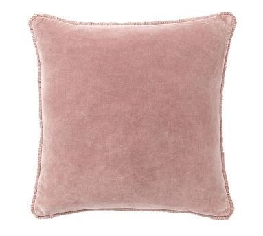 Fringe Velvet Pillow Cover, 22"", Blush | Pottery Barn (US)