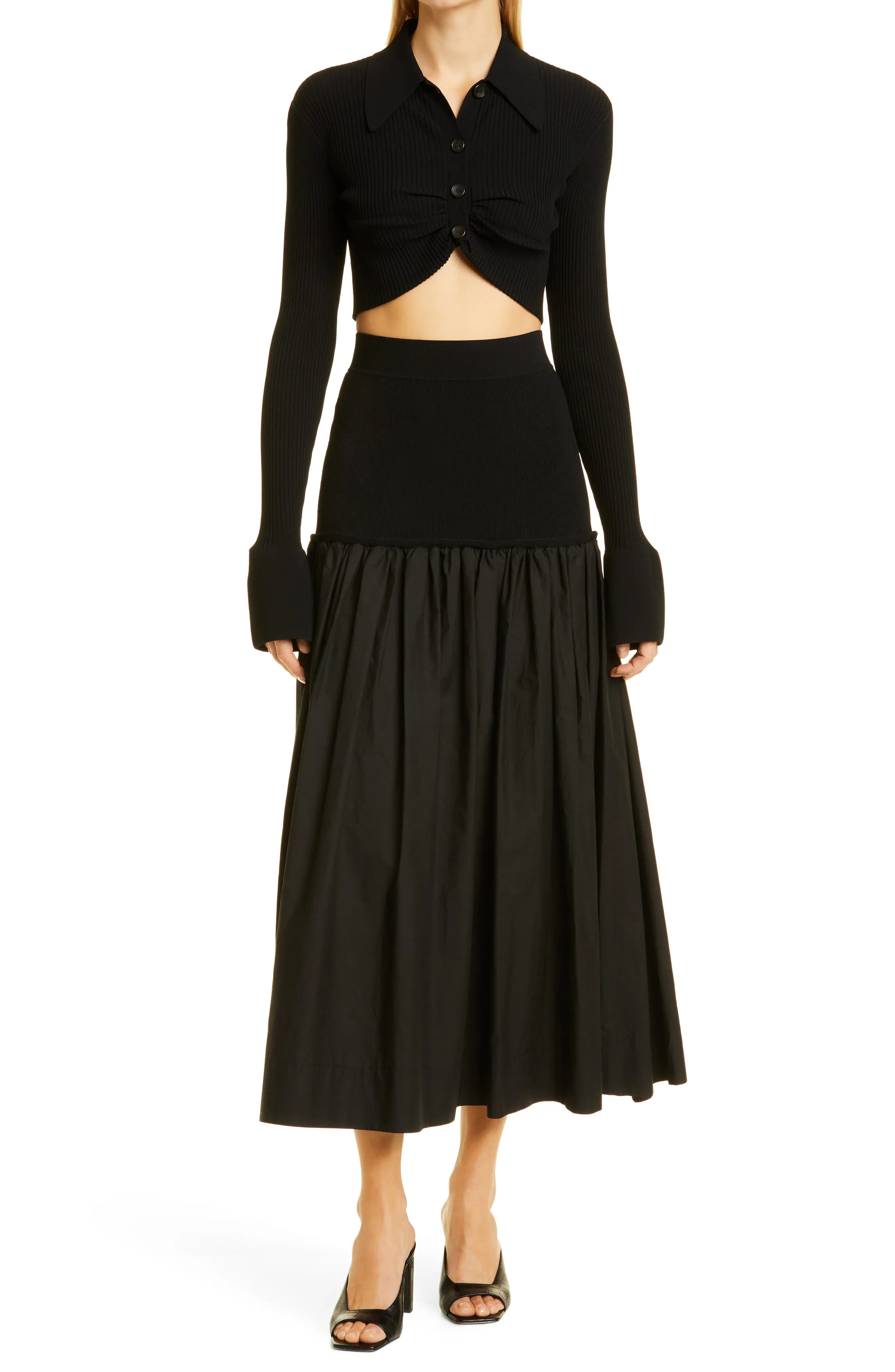 A.L.C. Marlowe Mixed Media Skirt in Black at Nordstrom, Size Small | Nordstrom
