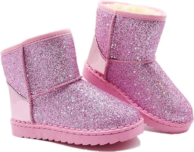 Girl's Boots Kids Glitter Snow Boots Durability Slip Resistant Outdoor Ankle Boots(Toddler/Little... | Amazon (US)
