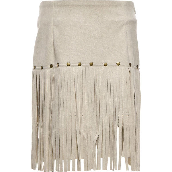 Girls' Fornia Fringe Embellished Skirt Large Stone Beige | Scheels