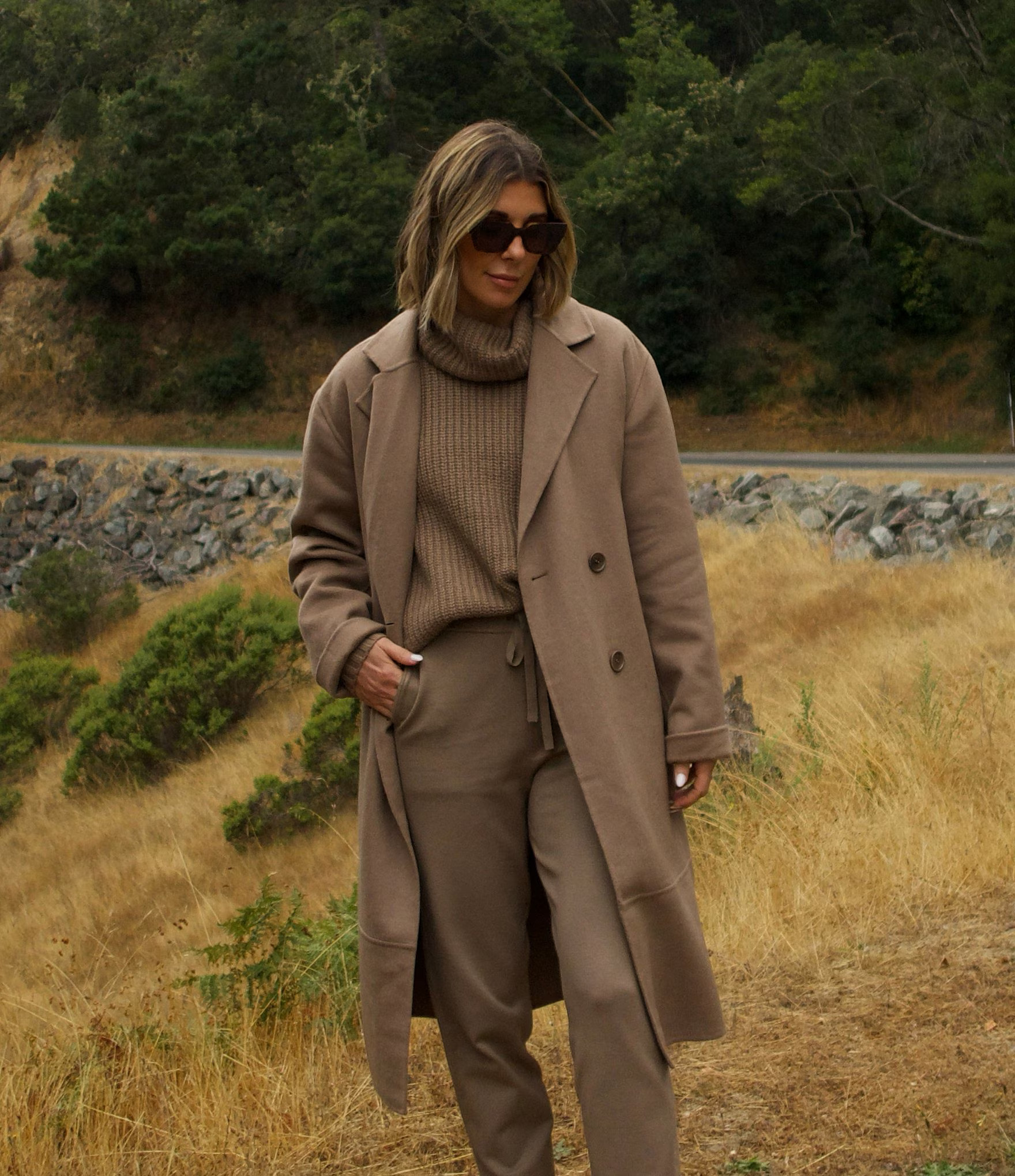 x Cella Jane Blog Icon Woven Wool Blend Notch Lapel Long Sleeve Button Front Coat | Dillard's