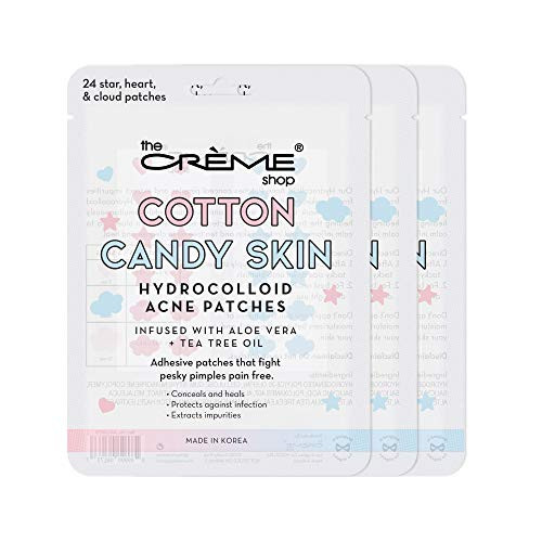 The Crème Shop Cotton Candy Skin Hydrocolloid Acne Patches - Pimple Treatment with Salicylic Acid & Witch Hazel - 3 Sizes, 72 Patches | Amazon (US)