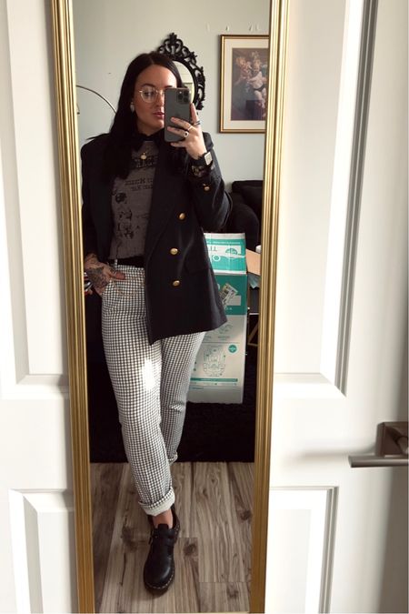 Thrifted Blazer x Thifted White Plaid Pants x Western Evil Freakshow Tee x Mary Jane Doc Martens 

#LTKstyletip #LTKfit #LTKHoliday