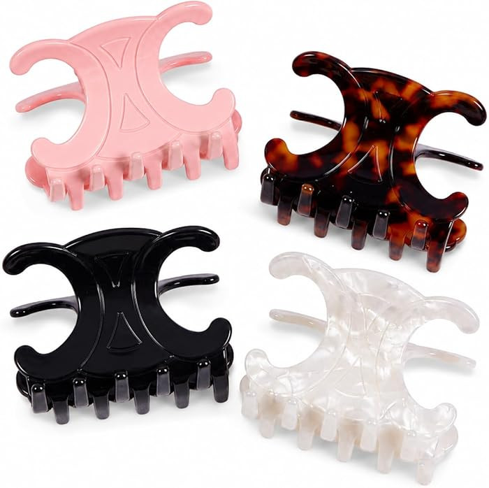 Premium durable acetate butterfly hair clips, 4 Pack. Medium Size Acetate Hair Claw Clips with Se... | Amazon (US)