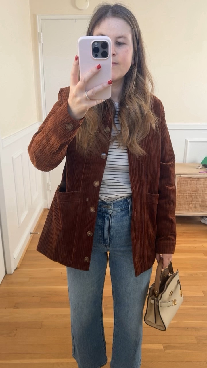 Comfortable but put together outfit idea for winter that you can wear in spring and fall too. I love this corduroy jacket, but it comes in tons of different colors and fabrics if corduroy isn’t your thing! I linked a few but there are a lot more. Jeans are my jeans in a different wash.

#LTKworkwear #LTKstyletip