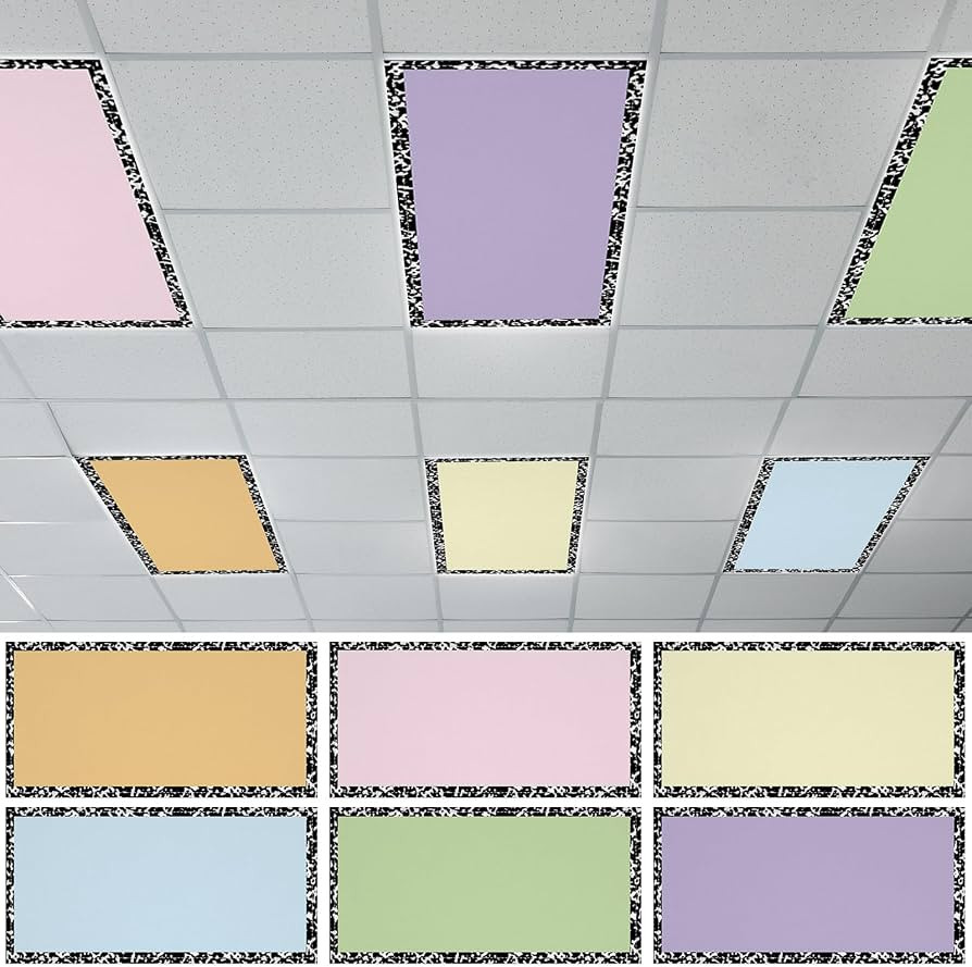 6 Pcs Fluorescent Light Covers for Classroom Ceiling Lights 4x2 FT Colorful Magnetic Light Filter... | Amazon (US)