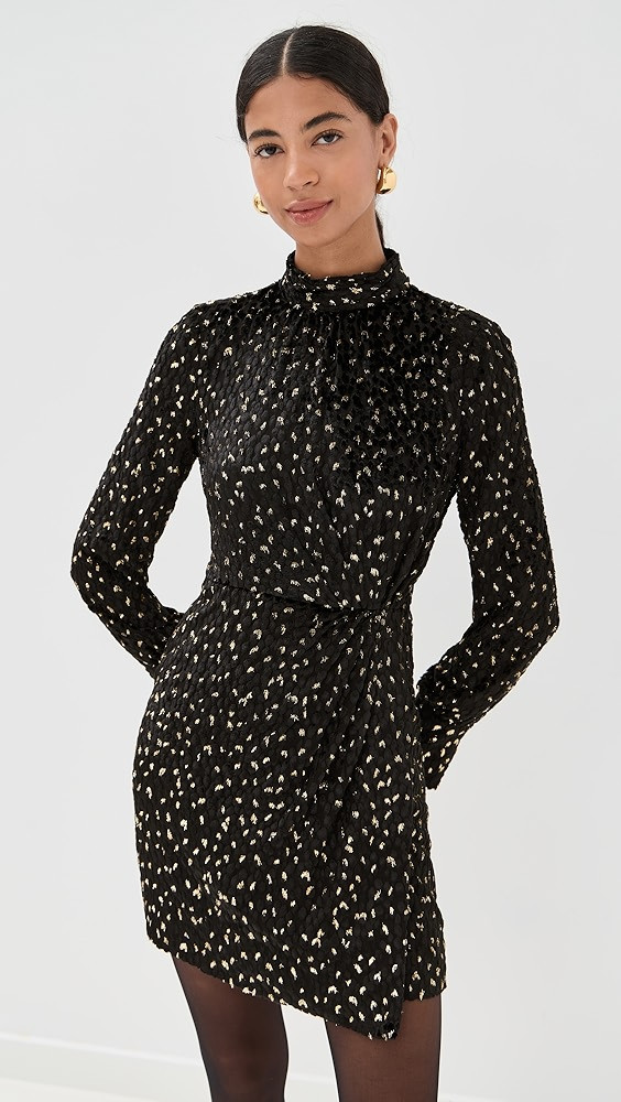 Daphne Long Sleeve Draped Mock Neck Mini Dress | Shopbop