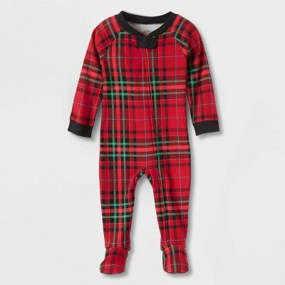 Baby Holiday Tartan Plaid Flannel Matching Family Footed Pajama - Wondershop™ Red | Target