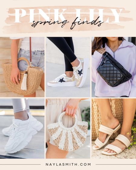 Pink Lily spring shoes and bags - chunky white sneakers, star sneakers, slide sandals, straw bag, quilted belt bag


#LTKitbag #LTKshoecrush #LTKSeasonal