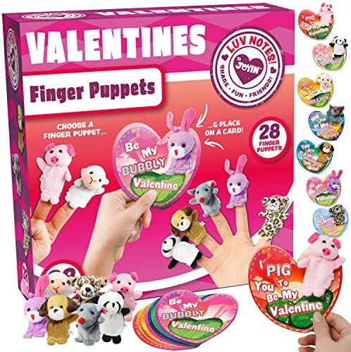 28 Packs Valentines Day Gift Cards with Animal Finger puppet Set for Kids Party Favor, Classroom ... | Amazon (US)