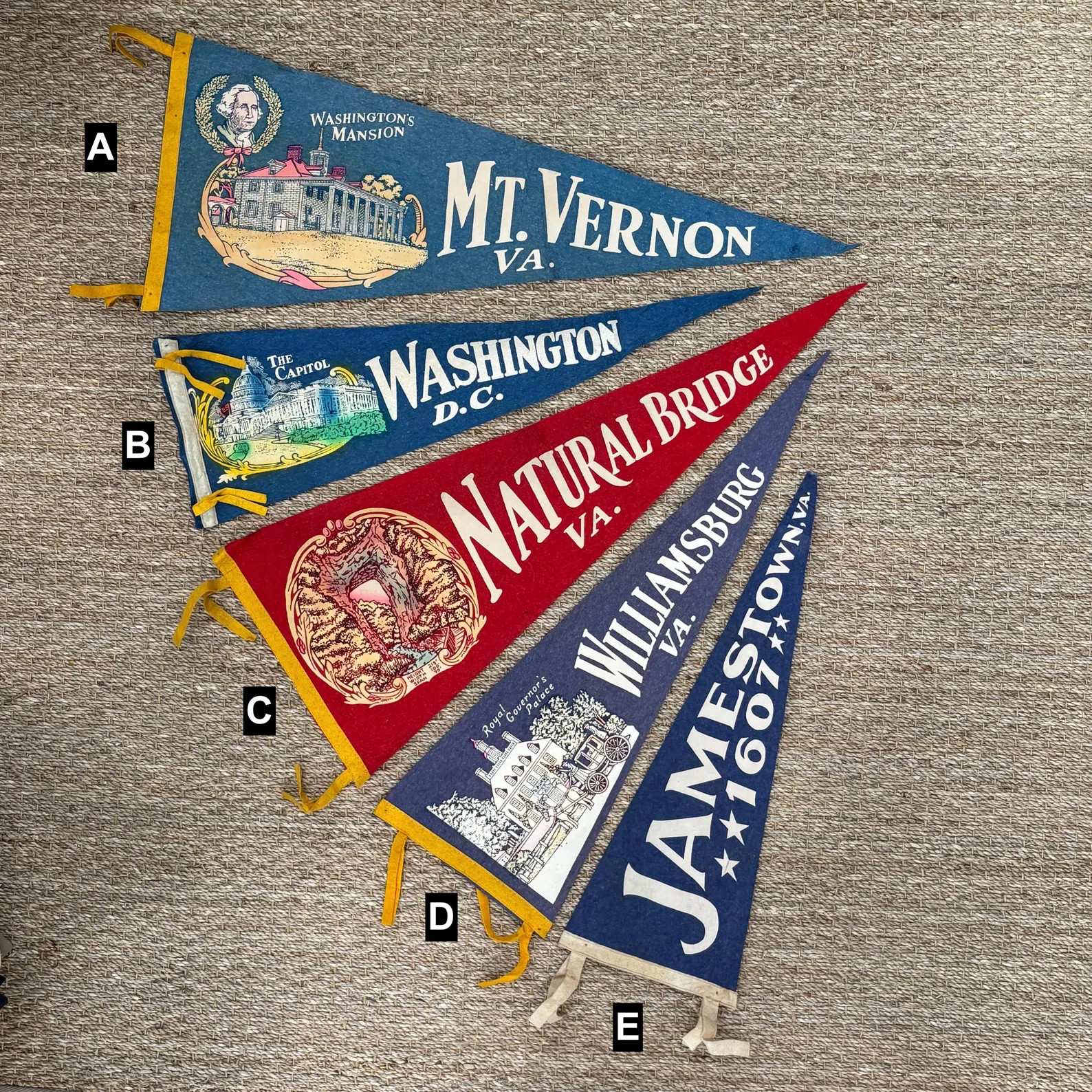 1950's Souvenir Virginia and Washington D.C. Pennants, printed felt. | Etsy (Global)