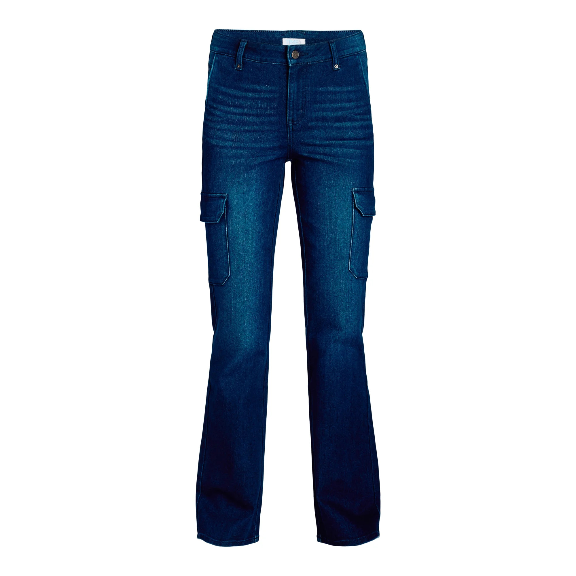 Time and Tru Women's High Rise Cargo Flare Jean, 30", 32", 34" Inseams, Sizes 2-20 | Walmart (US)