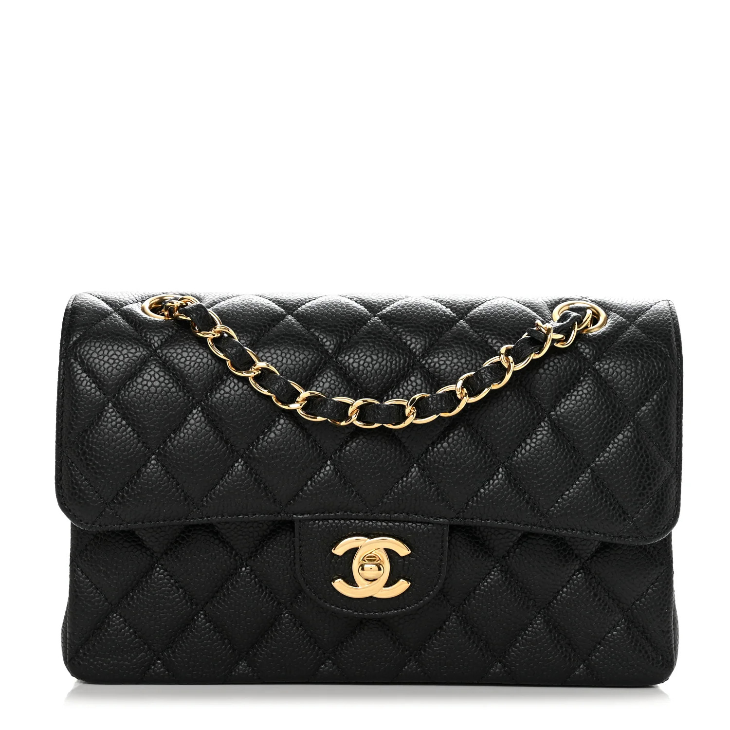 Caviar Quilted Small Double Flap Black | FASHIONPHILE (US)