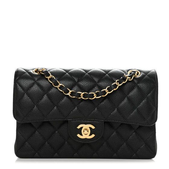 Caviar Quilted Small Double Flap Black | FASHIONPHILE (US)