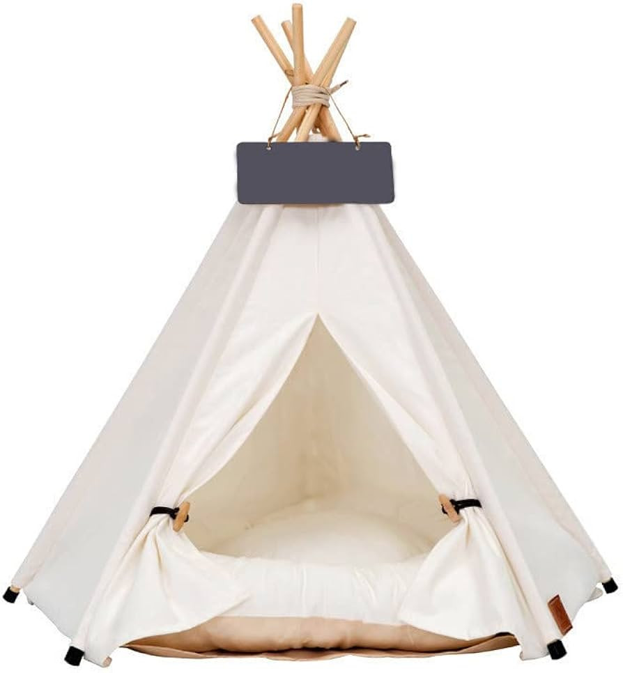 Pet Teepee Dog & Puppy Cat Tents Tipi Bed Portable Houses with Thick Cushion for Pets Up to 20lbs | Amazon (US)