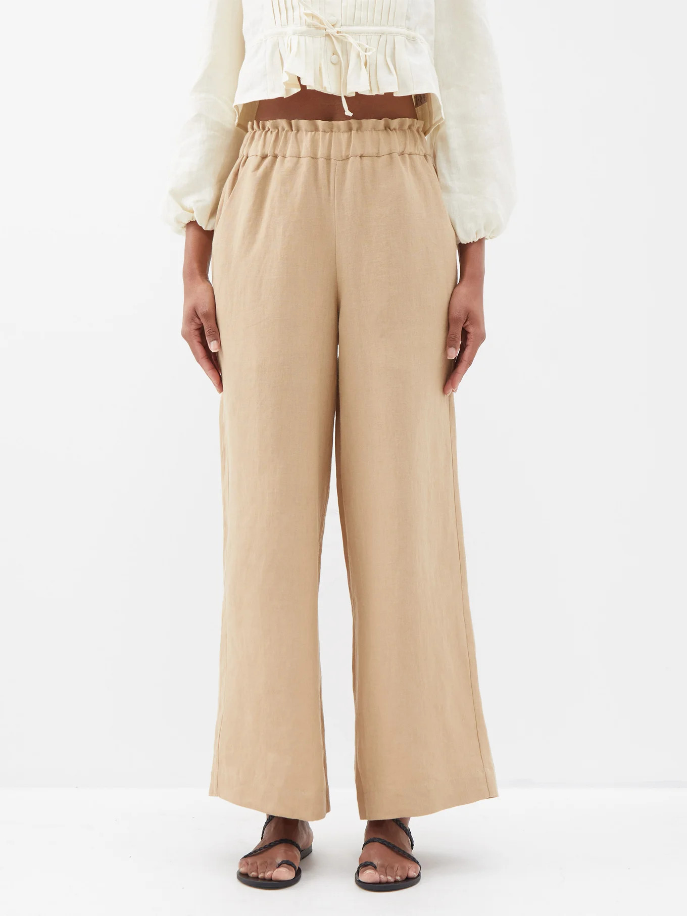 Natalia organic-linen wide-leg trousers | Matches (US)