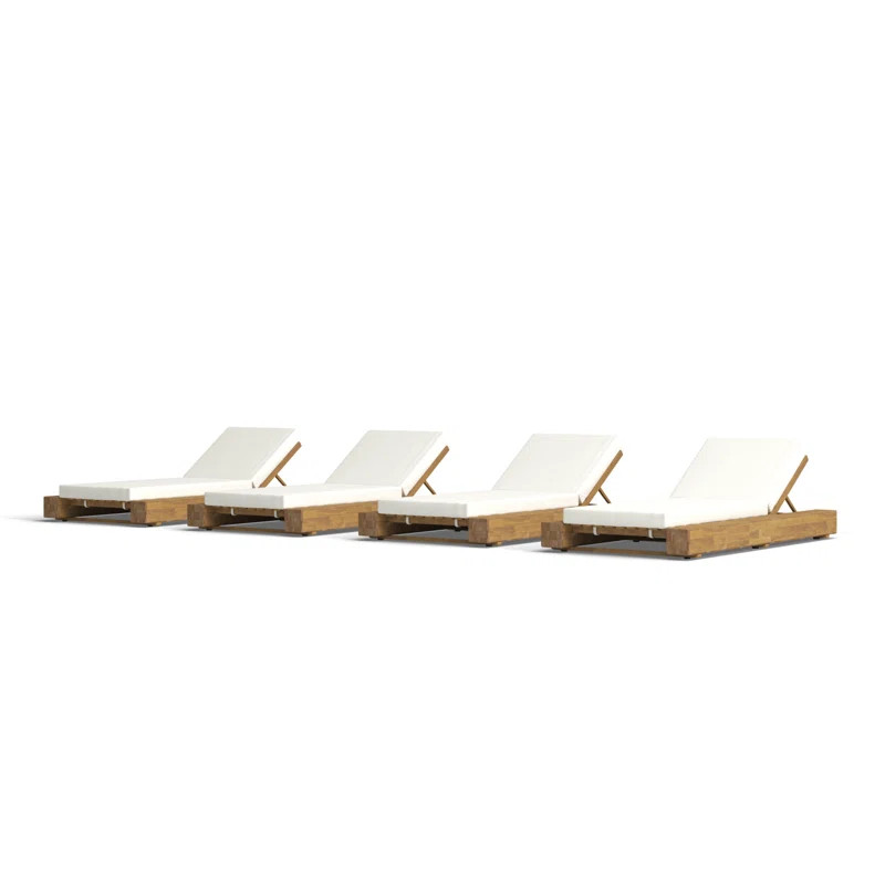 Lyor Outdoor Acacia Chaise Lounge Set | Wayfair North America