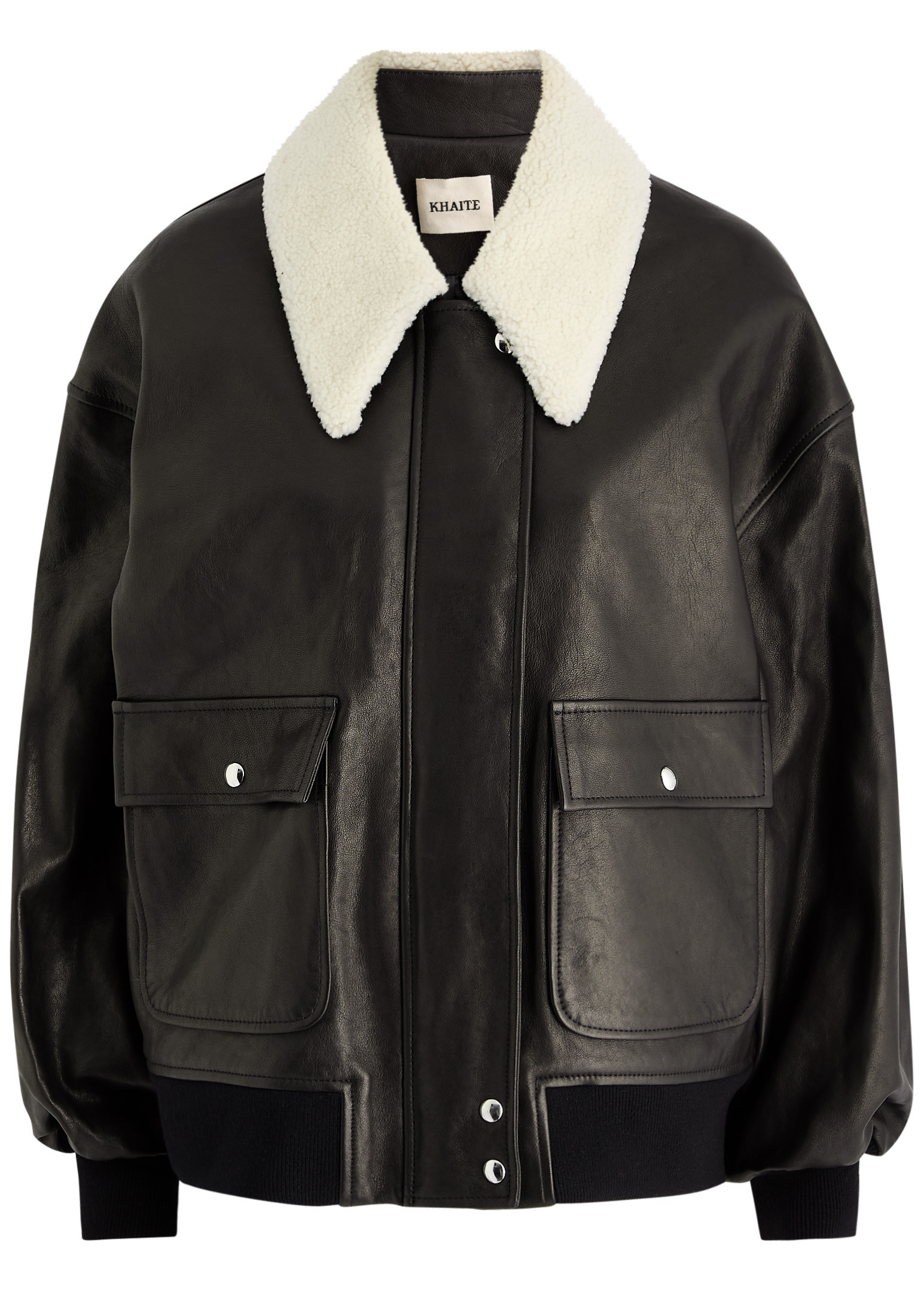 Shellar shearling-trimmed leather bomber jacket | Harvey Nichols