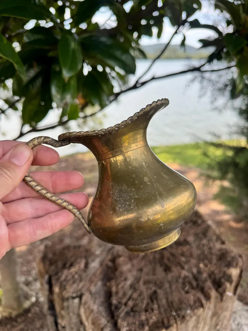 Vintage Solid Brass Pitcher - Small Decorative Jug - Rustic Home Decor - Boho Accent Piece - 4.25... | Etsy (US)