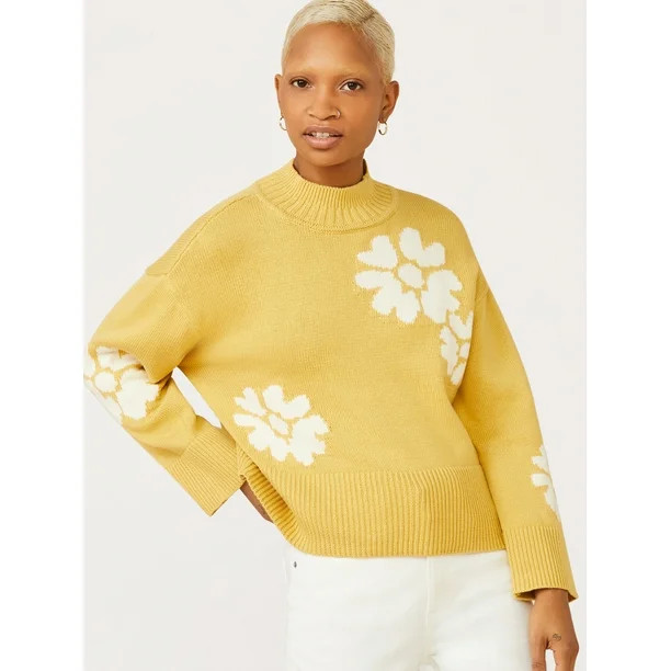 Free Assembly Women’s Mock Neck Sweater with Long Sleeves | Walmart (US)