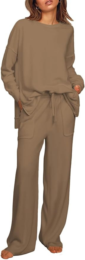 ETCYY NEW Lounge Sets for Women 2 Piece Outfits with Side Split Sweatshirt Tops and ... | Amazon (US)