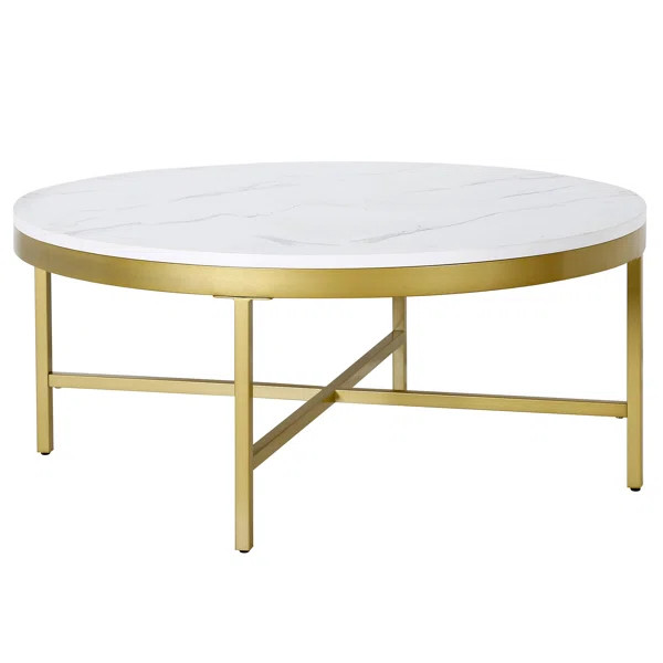 Kambry 36" Faux Marble And Steel Round Coffee Table | Wayfair North America