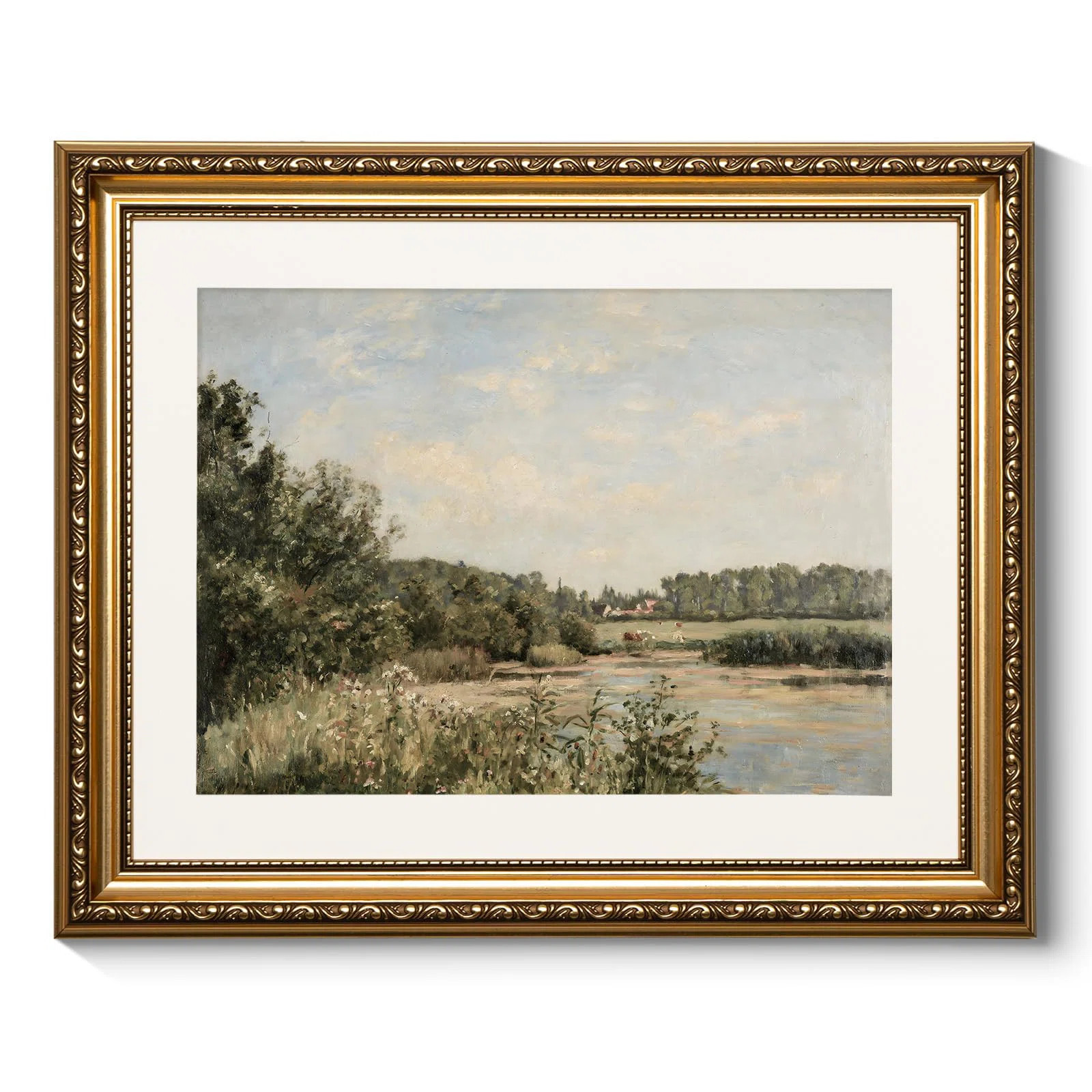 Vintage Gold Framed Wall Art Decor, Nature Landscape RiversideTrees Paintings, Victorian Wall Dec... | Wayfair North America