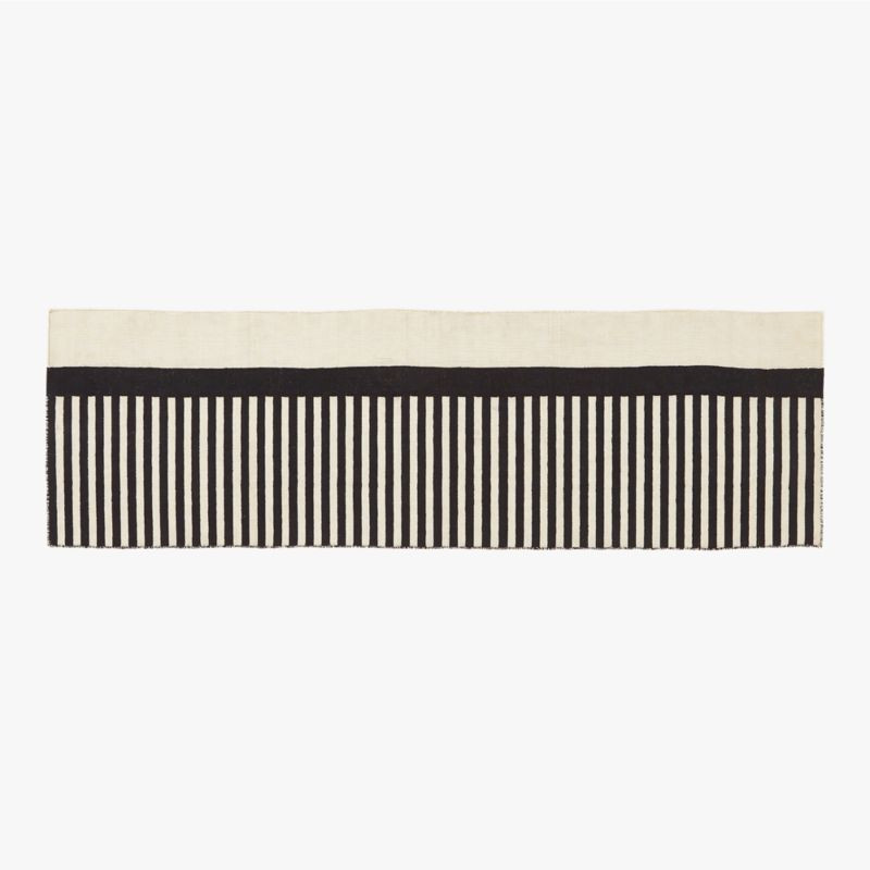 Rowan Striped Black & White Outdoor Patio Runner Rug 2.5'x8' + Reviews | CB2 | CB2