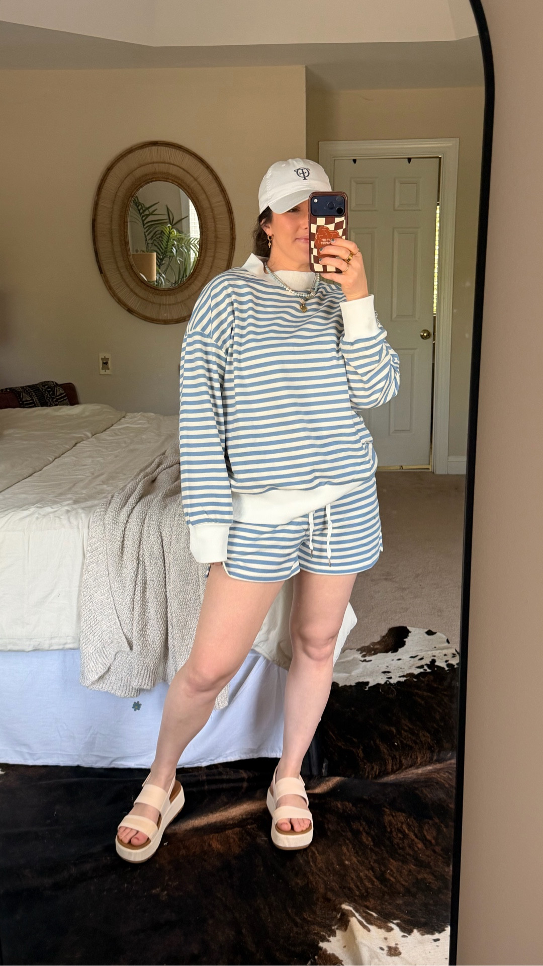 A matching set with long sleeve and shorts, the perfect combo for the spring transition weather 🩵

There is a mini crew neck which is amazing, not over powering the neck and, again, great for spring. The matching shorts are a great length, not too short and not too long. They have a super stretch elastic waistband with a functional drawstring… and there’s pockets 👏

It’s a perfect oversized fit on the crewneck and the shorts are JUST how I like my lounge shorts, so definitely recommend you true to size



SIZING info: 5’3” | 145 lbs | typically a medium, wearing a medium

*DESIGNER LOOK FOR LESS waterproof summer sandal for women 2026



#LTKmomlife #LTKgrwm #LTKootd