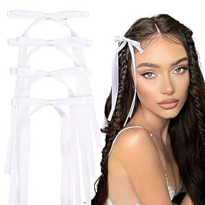 VOBOBE 4PCS Hair Bows for Women Girls, White Tassel Ribbon Bowknot Hair Clips Barrettes for Girl ... | Amazon (US)
