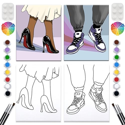 2 Pack Paint and Sip Canvas Painting Kit Pre Drawn Canvas for Painting for adults Stretched Canva... | Amazon (US)